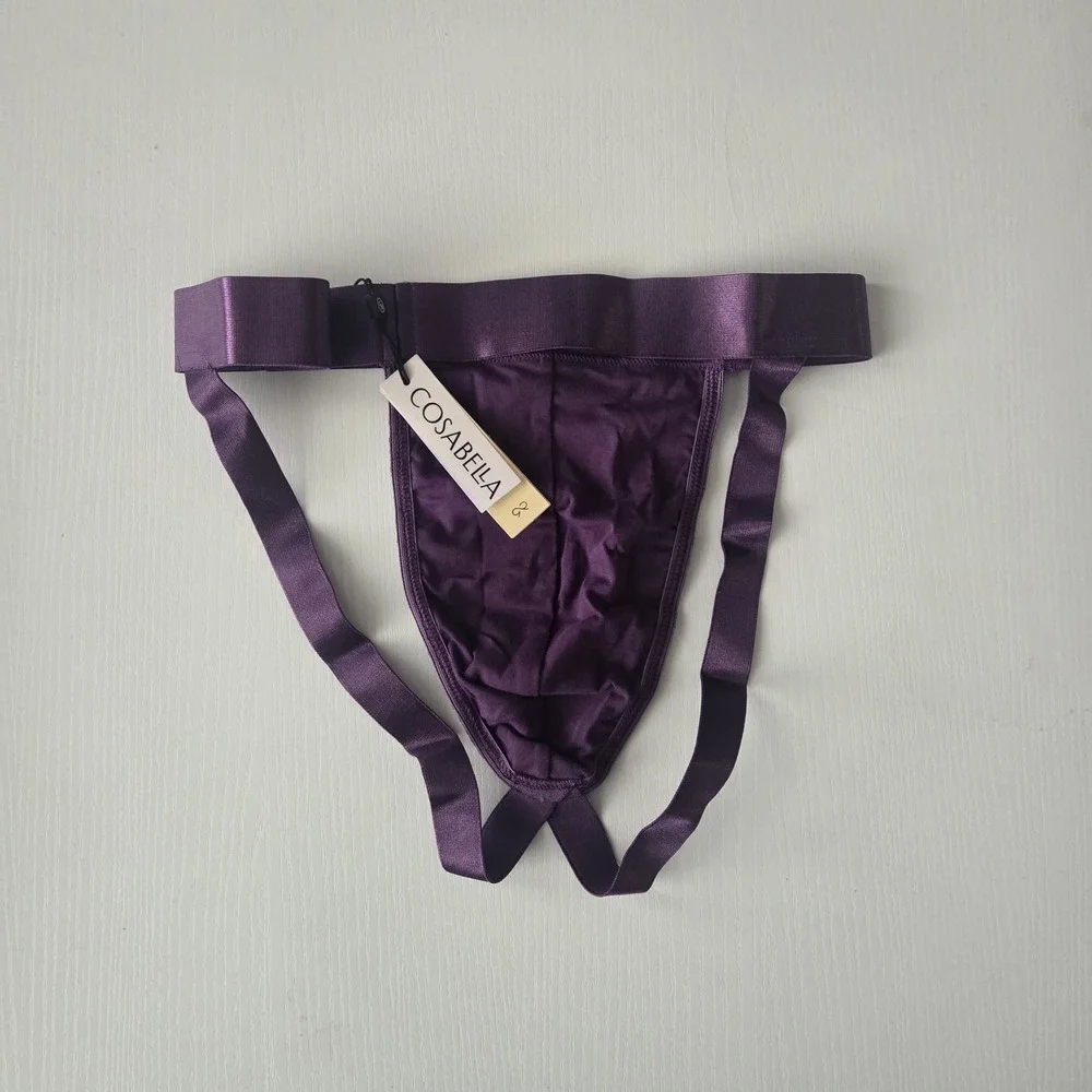 Cosabella Never Say Never Mens Lace Jockstrap Deep Purple Luxury Underwear NEW M